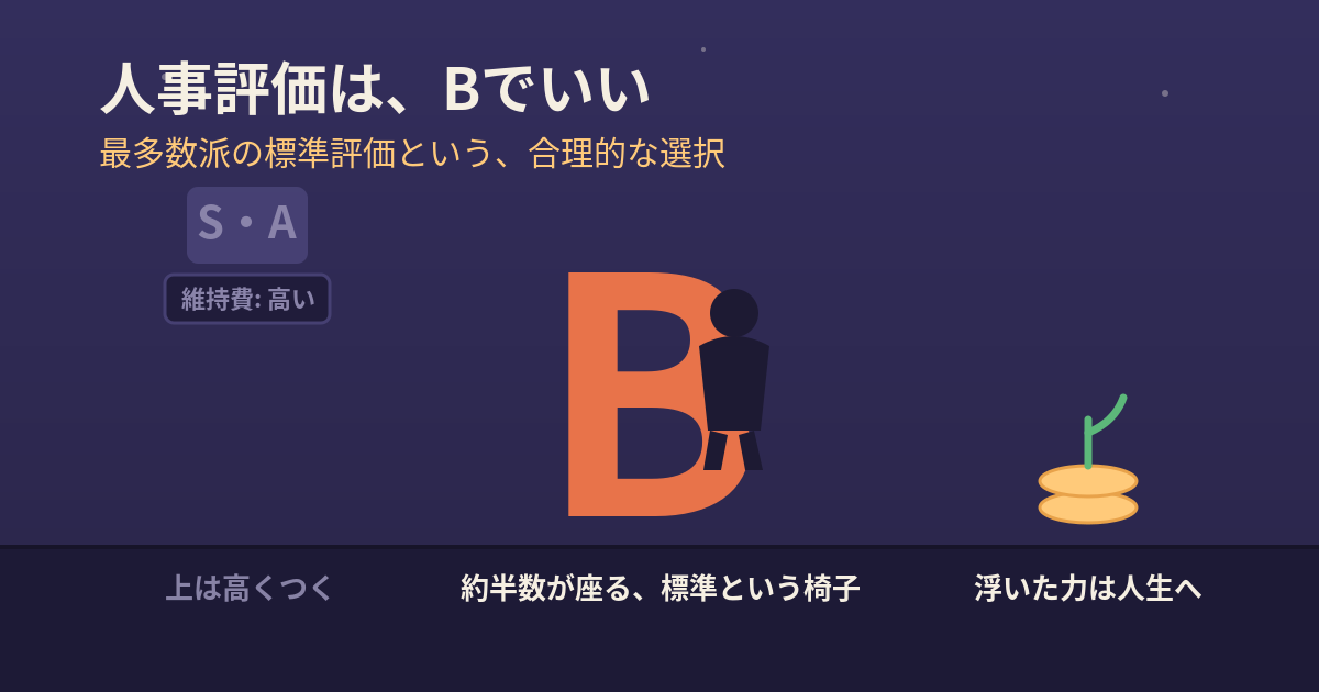 人事評価Bは約半数が座る標準という椅子であることの図解