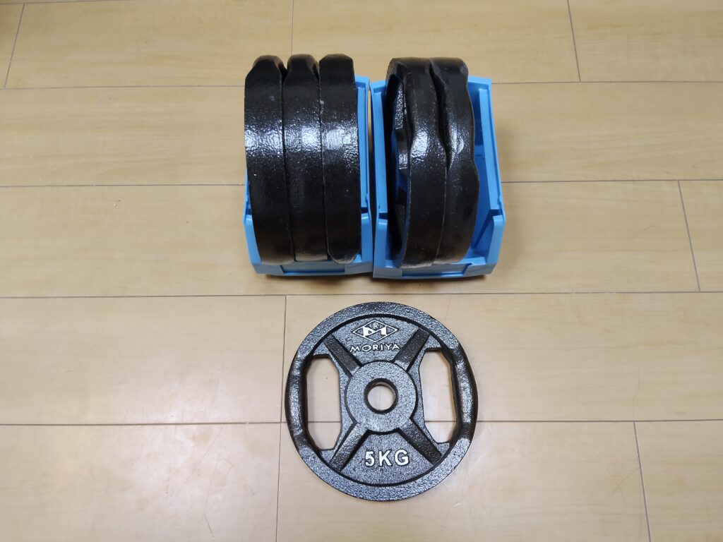 加重ベルトと組み合わせる5kgプレート6枚
